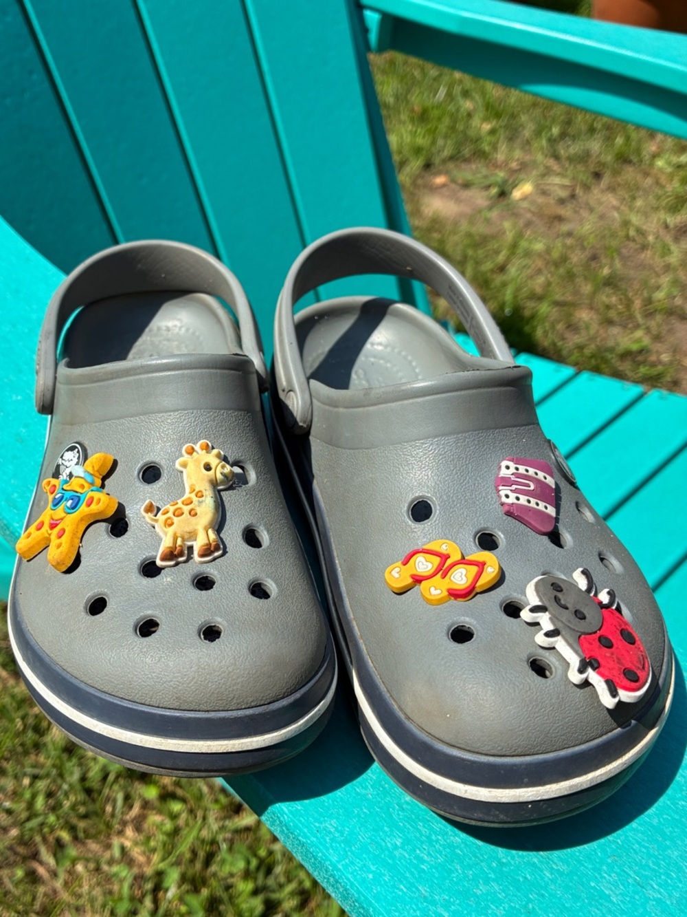 CROCS Kids Gray Slip-On Clogs with Fun Animal Charms